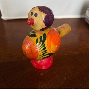 Handcrafted Wooden Bird Figurine - Multicolor. Vintage. Russia.